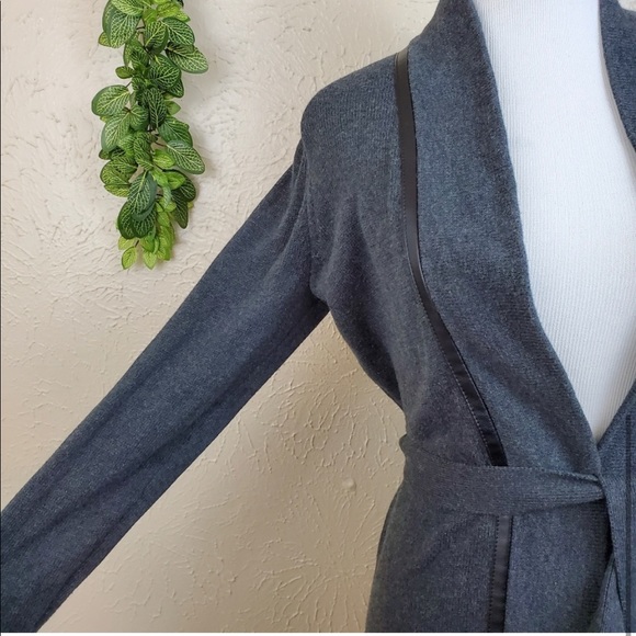 Ann Taylor LOFT Knit & Leather Belted Cardigan - Picture 6 of 7